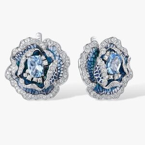 Santuzza Enamel Gemston Flower 925 Sterling Silver Earrings